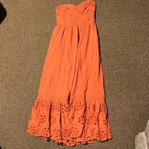 Elegant Orange Strapless Dress